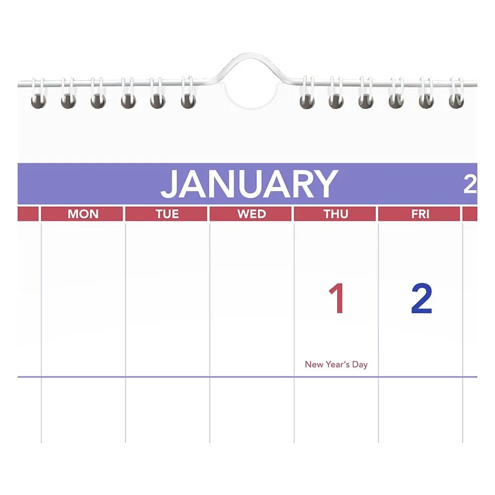 2025 Calendars|AT-A-GLANCE 2024 -2026 27" x 12" Three-Month Wall Calendar, White/Purple (PM14-28-25)
