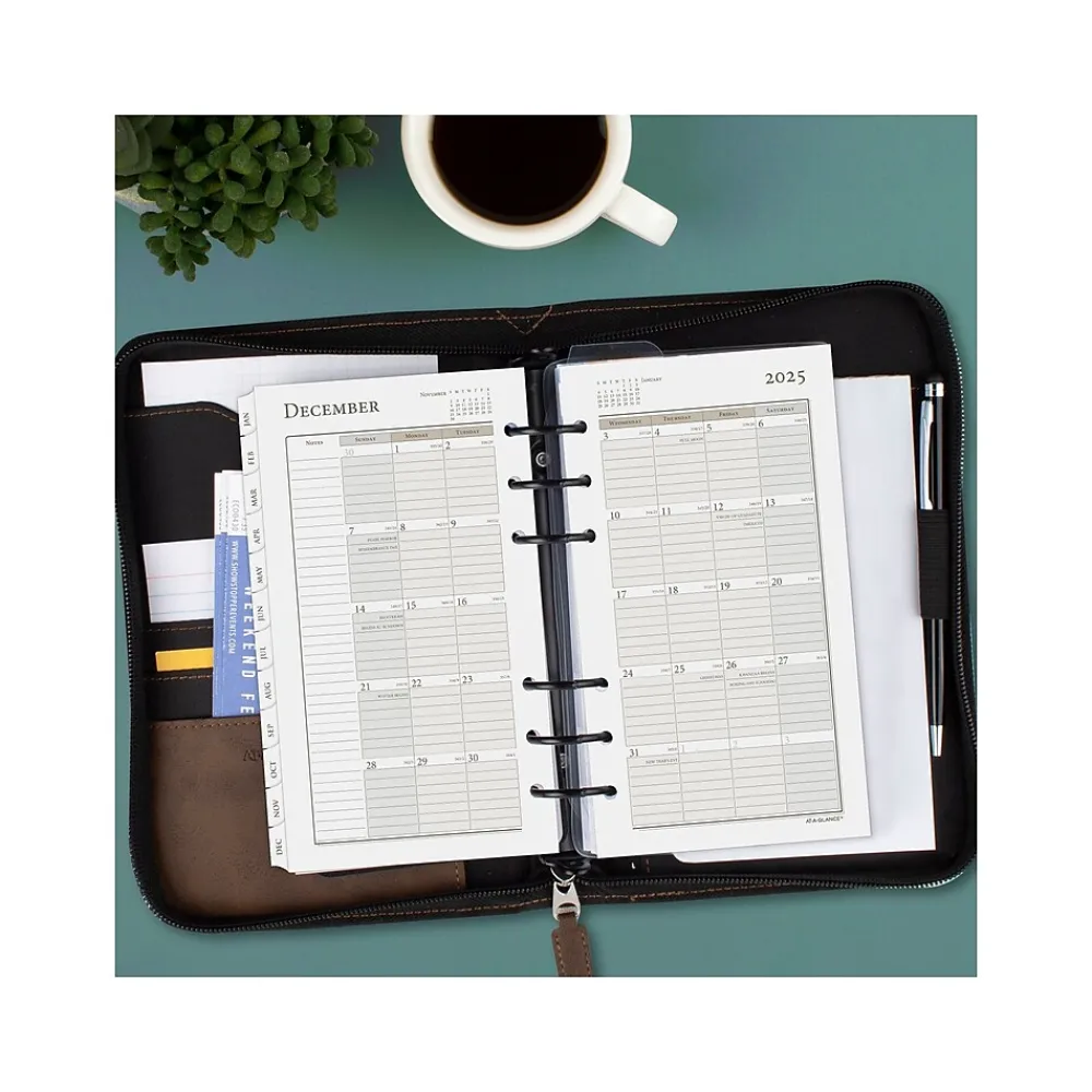 Calendars & Planners Refills|AT-A-GLANCE 2025 6.75" x 3.75" Daily & Monthly Planner Refill, White/Brown (471-225-25)