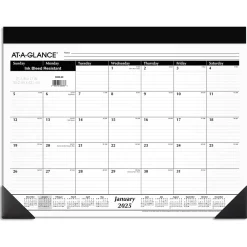 2025 Calendars|AT-A-GLANCE 2025 21.75" x 17" Monthly Desk Pad Calendar, White/Black (SK22-00-25)