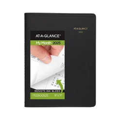 2025 Planners|AT-A-GLANCE 2025 9" x 11" Monthly Planner, Faux Leather Cover, Black (70-260-05-25)