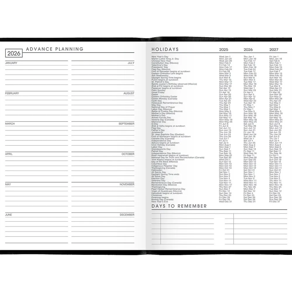2025 Planners|AT-A-GLANCE 2025 7" x 10" Monthly Planner, Faux Leather Cover, Black (70-432-05-25)