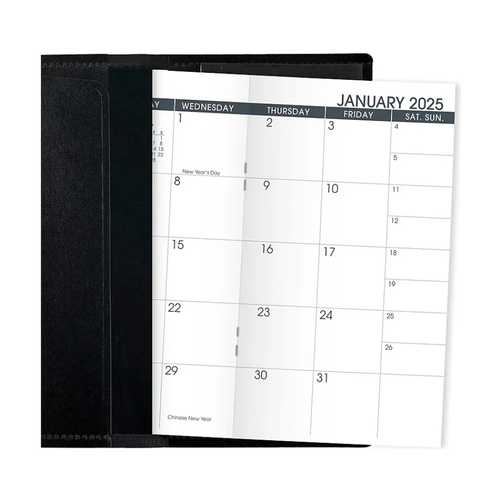 2025 Planners|AT-A-GLANCE 2025 3.5" x 6" Monthly Planner, Faux Leather Cover, Black (70-064-05-25)