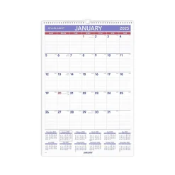 2025 Calendars|AT-A-GLANCE 2025 15.5" x 22.75" Monthly Wall Calendar, White/Purple (PM3-28-25)