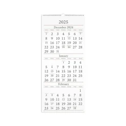 2025 Calendars|AT-A-GLANCE 2025 12" x 27" Three-Month Wall Calendar, White/Black (SW115-28-25)