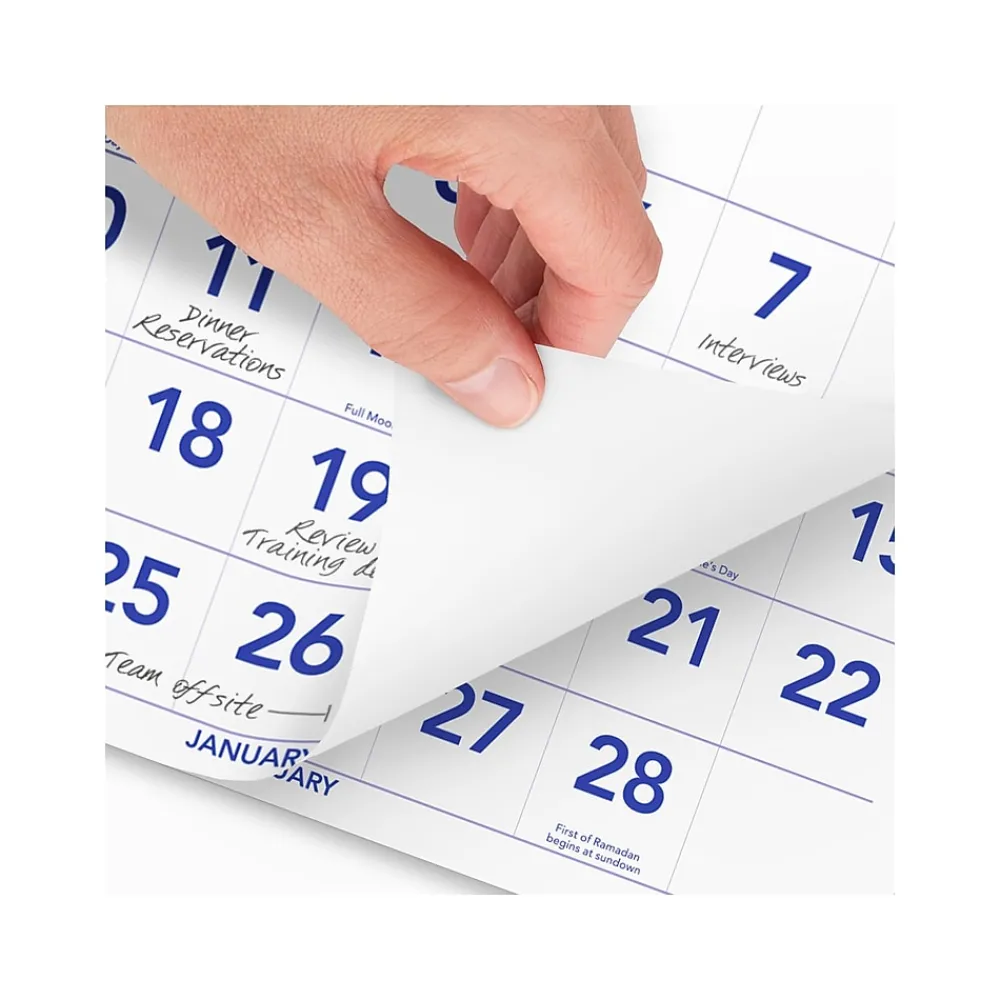2025 Calendars|AT-A-GLANCE 2025 12" x 27" Three-Month Wall Calendar, White/Purple (PM11-28-25)