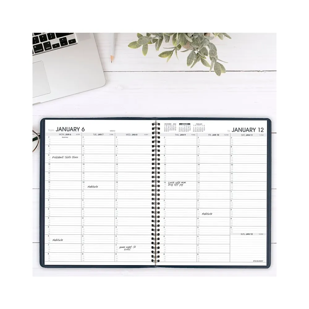 2025 Planners|AT-A-GLANCE 2025 8.25" x 11" Weekly Appointment Book Planner, Faux Leather Cover, Wine Stone (70-950-50-25)