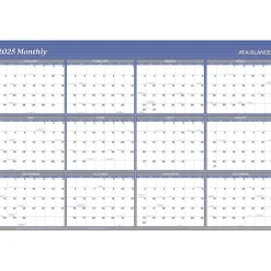 2025 Calendars|AT-A-GLANCE 2025 48" x 32" Yearly Dry Erase Wall Calendar, Reversible, White/Blue (A1152-25)