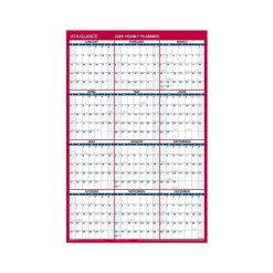 2025 Calendars|AT-A-GLANCE 2025 36" x 24" Yearly Dry Erase Wall Calendar, Reversible, White/Red (PM26-28-25)