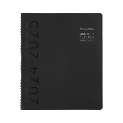 Academic Planners|AT-A-GLANCE 2024-2025 Contemporary 9" x 11" Academic Monthly Planner, Faux Leather Cover, Black (70-074X-05-25)