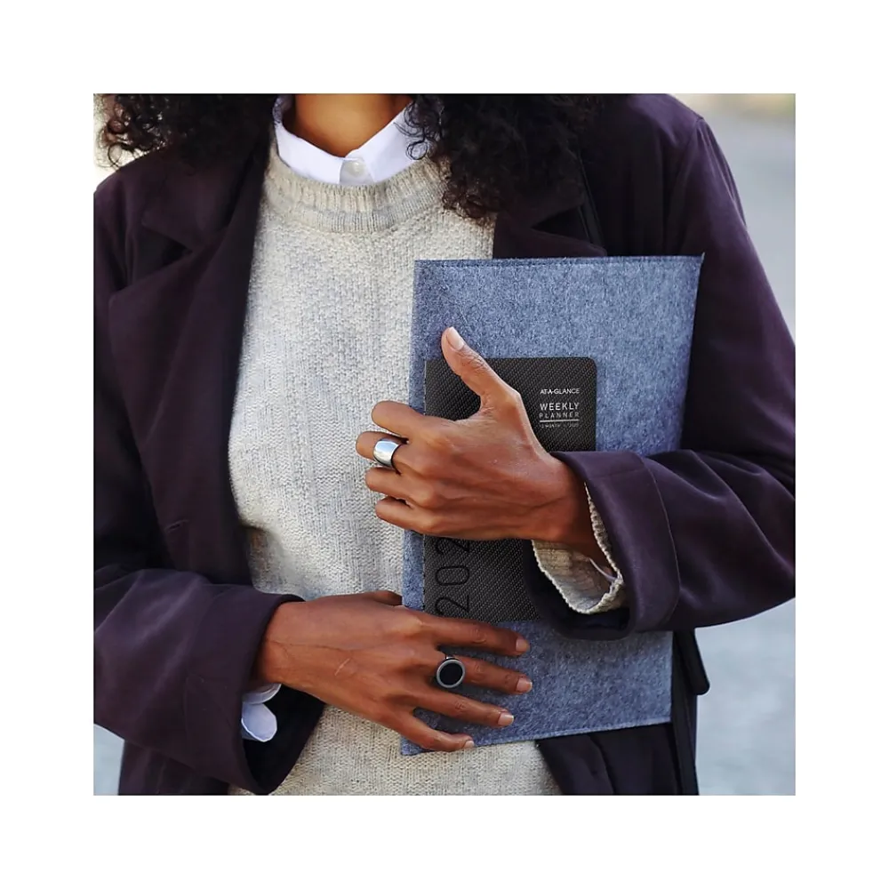 2025 Planners|AT-A-GLANCE 2025 Contemporary 5" x 8" Weekly & Monthly Planner, Faux Leather Cover, Charcoal (70-100X-45-25)