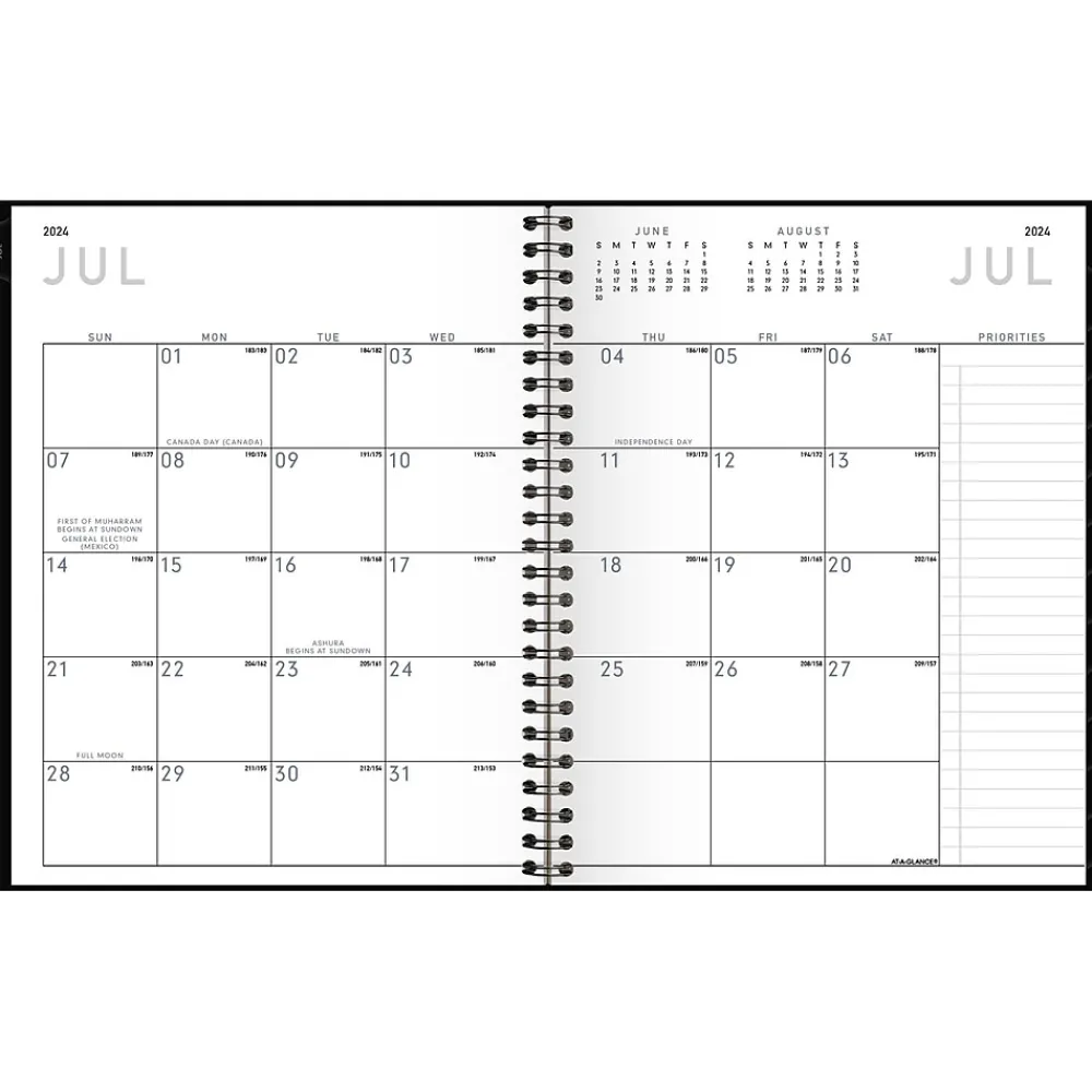 Academic Planners|AT-A-GLANCE 2024-2025 Contemporary Lite 7" x 8.75" Academic Weekly & Monthly Planner, Faux Leather Cover, Black