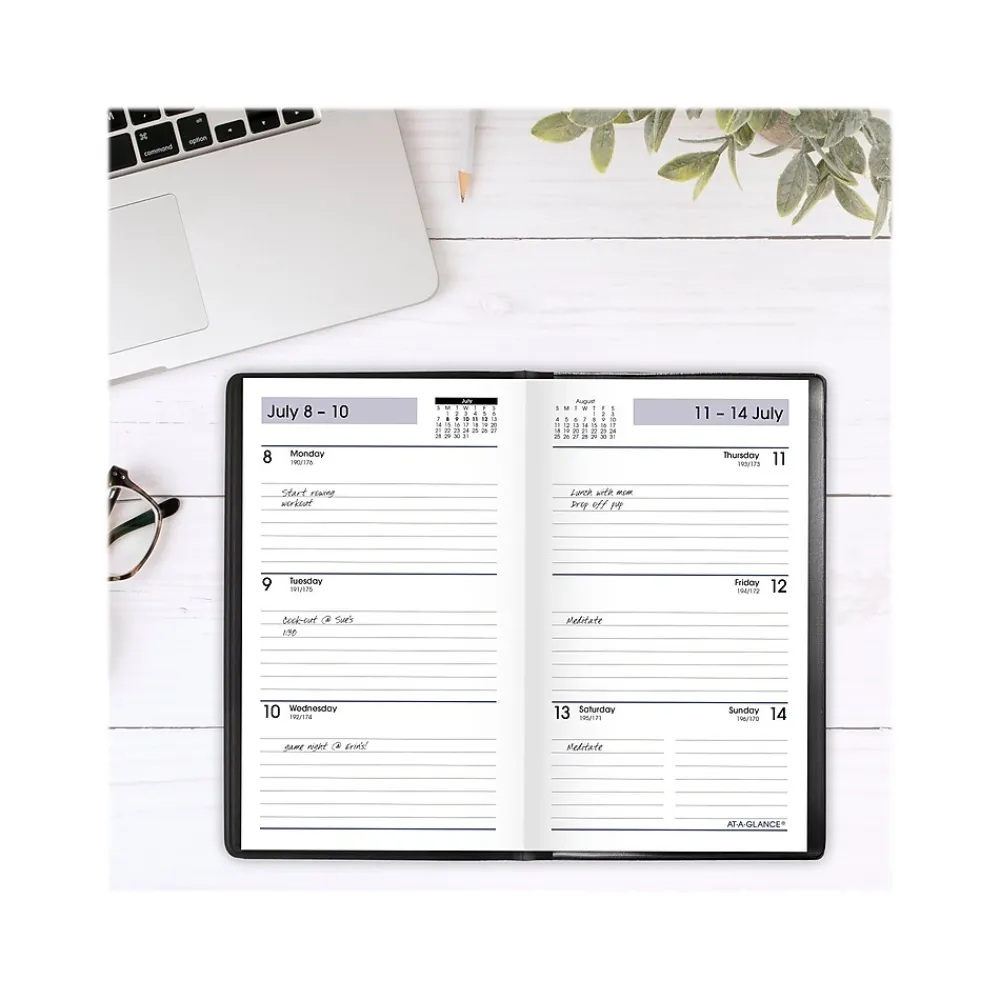 Academic Planners|AT-A-GLANCE 2024-2025 DayMinder 3.5" x 6" Academic Weekly Planner, Black (AY48-00-25)