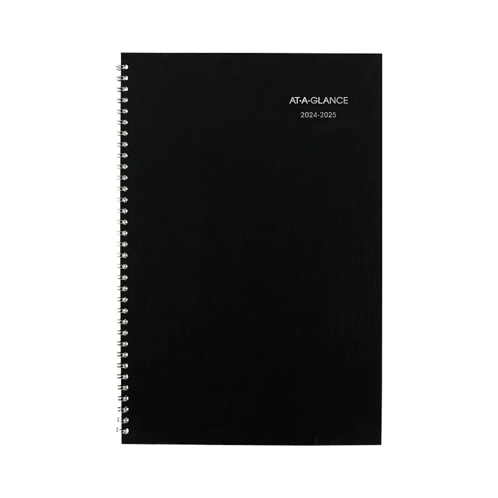Academic Planners|AT-A-GLANCE 2024-2025 DayMinder 8" x 12" Academic Monthly Planner, Faux Leather Cover, Black (AY2-00-25)