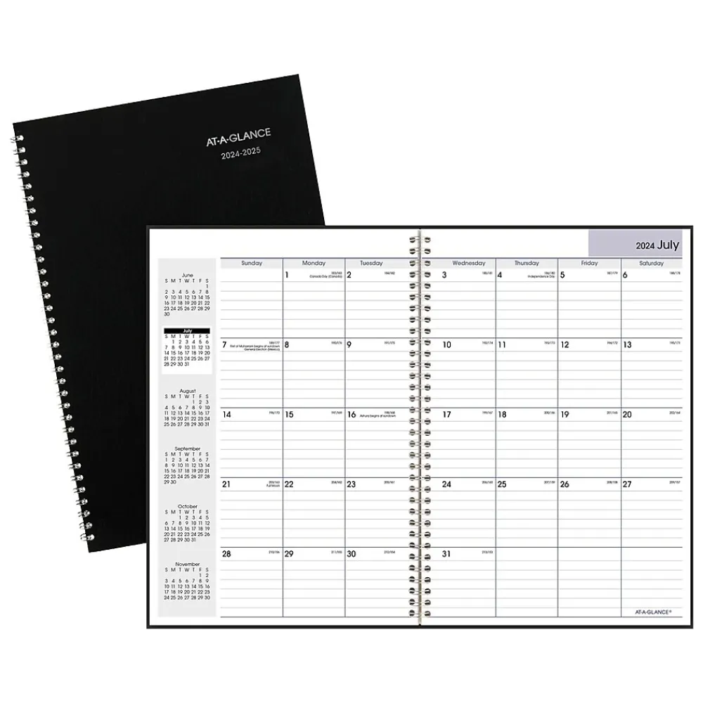 Academic Planners|AT-A-GLANCE 2024-2025 DayMinder 8" x 12" Academic Monthly Planner, Faux Leather Cover, Black (AY2-00-25)