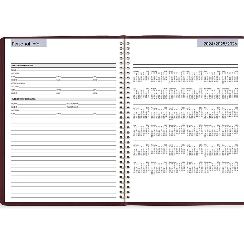 2025 Planners|AT-A-GLANCE 2025 DayMinder 8" x 11" Weekly Appointment Book, Faux Leather Cover, Burgundy (G520-14-25)