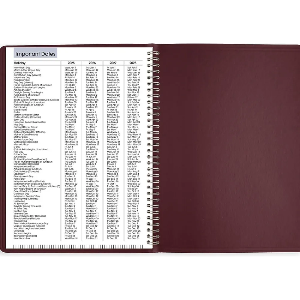 2025 Planners|AT-A-GLANCE 2025 DayMinder 8" x 11" Weekly Appointment Book, Faux Leather Cover, Burgundy (G520-14-25)