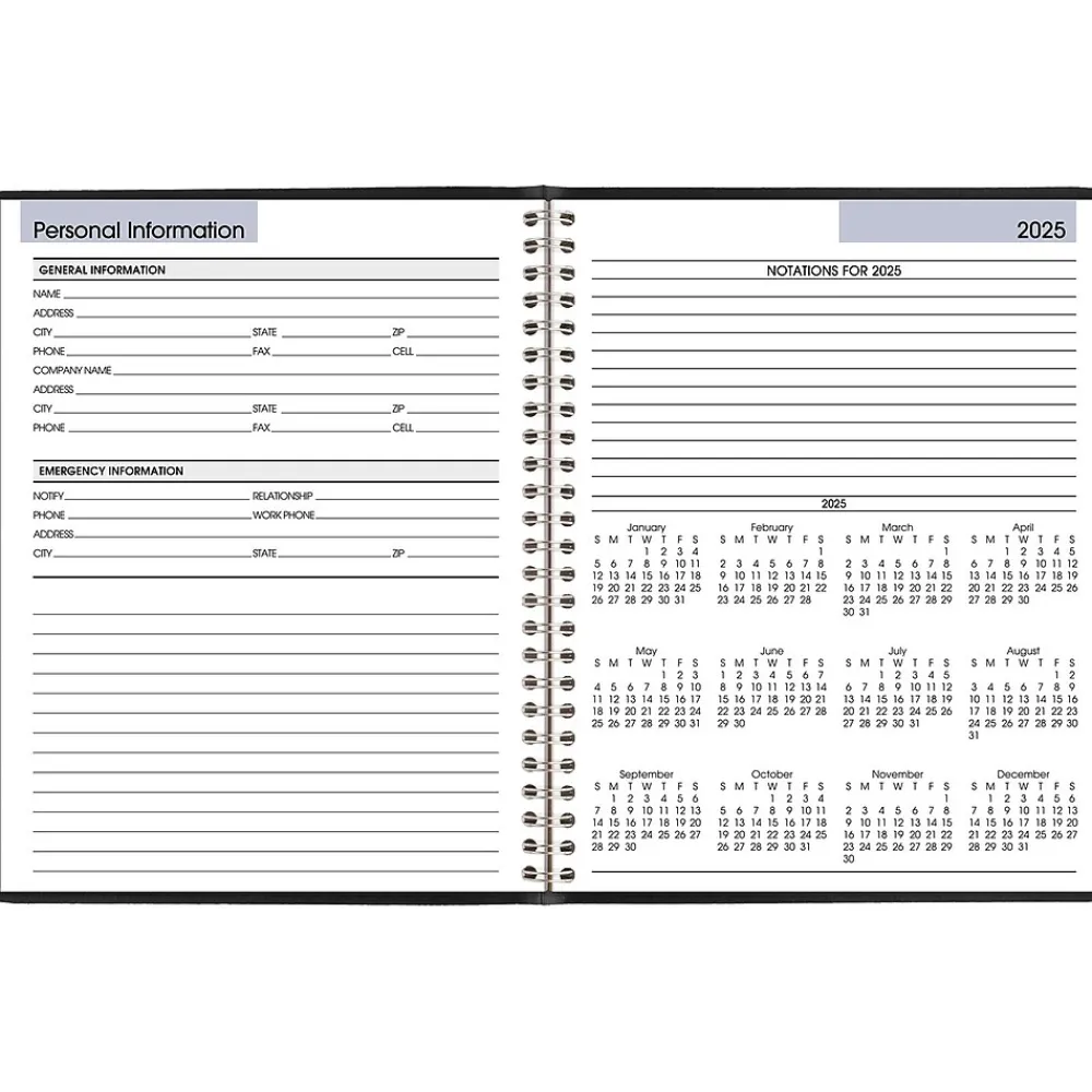 2025 Planners|AT-A-GLANCE 2025 DayMinder 7" x 8.75" Weekly Planner, Faux Leather Cover, Black (G535-00-25)