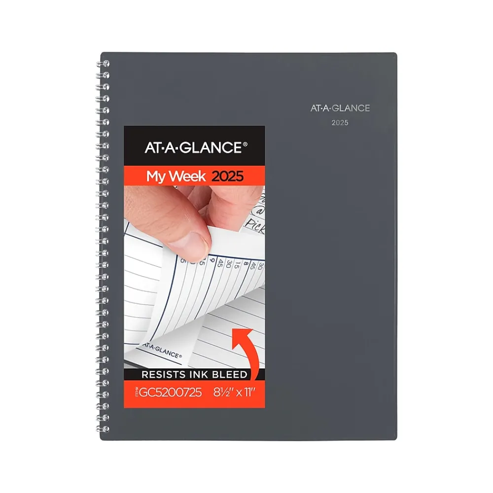 2025 Planners|AT-A-GLANCE 2025 DayMinder 8.5" x 11" Weekly & Monthly Appointment Book, Plastic Cover, Gray (GC520-07-25)
