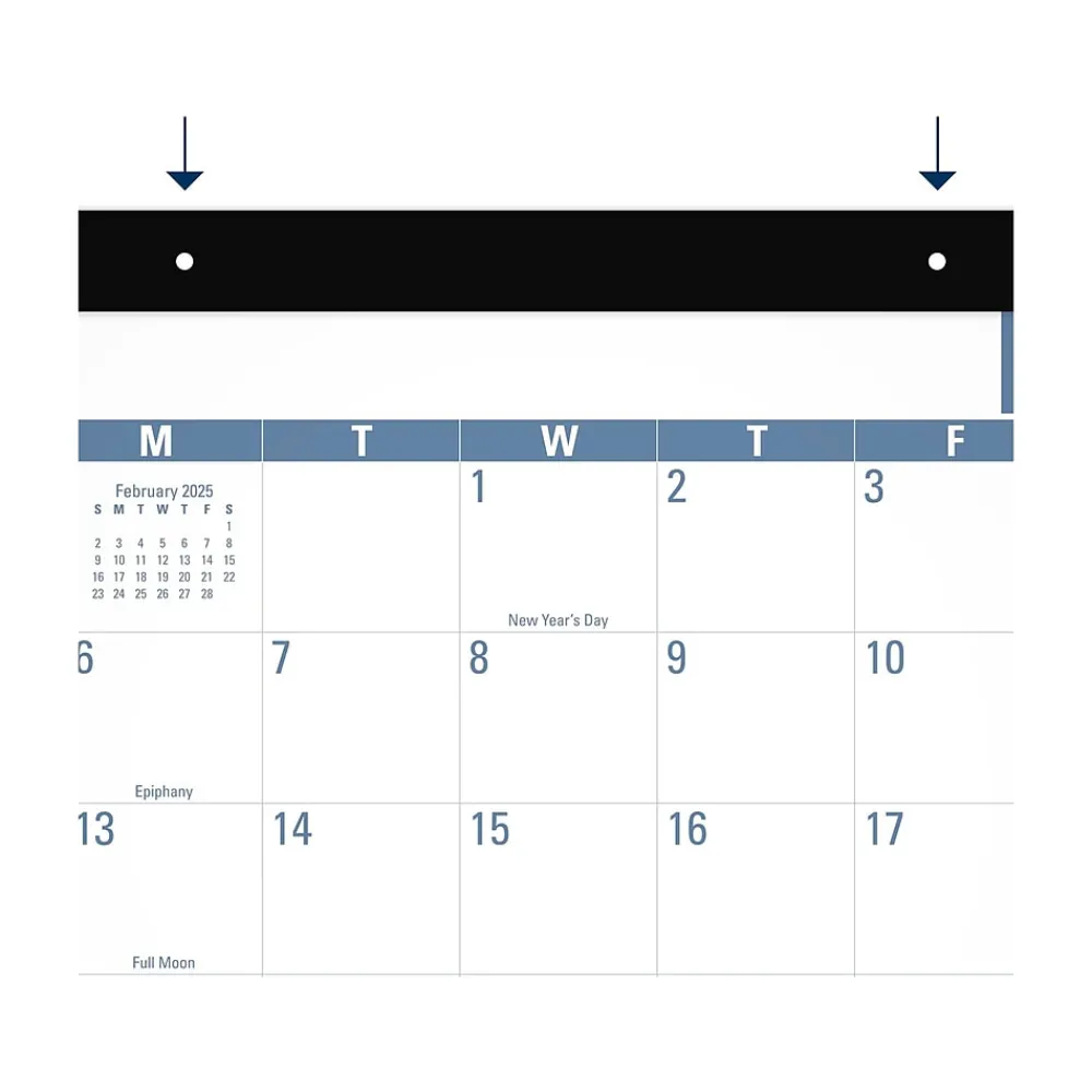 2025 Calendars|AT-A-GLANCE 2025 Easy-to-Read 21.75" x 17" Monthly Desk Pad Calendar, White/Blue (SKLP24-32-25)