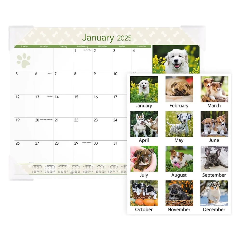 2025 Calendars|AT-A-GLANCE 2025 Puppies 21.75" x 17" Monthly Desk Pad Calendar (DMD166-32-25)