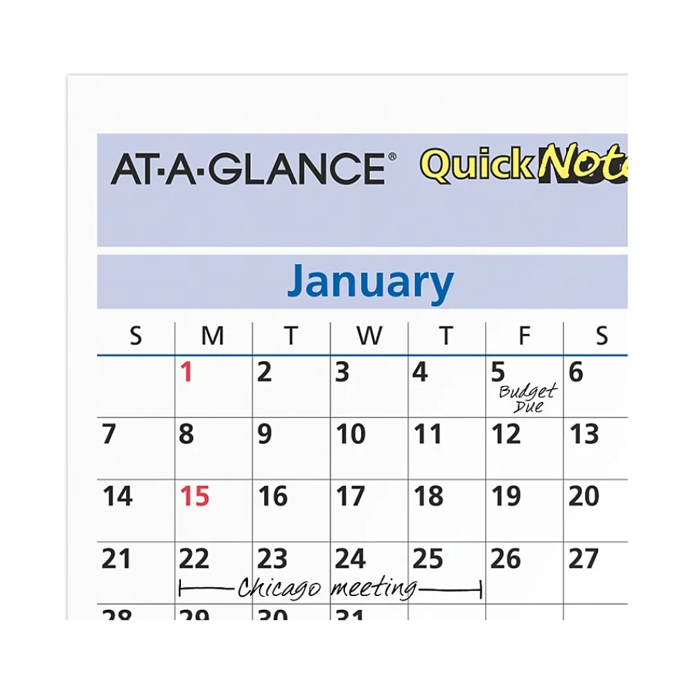 2025 Calendars|AT-A-GLANCE 2025 QuickNotes 16" x 12" Yearly/Monthly Wet-Erase Wall Calendar, Reversible (PM550B-28-25)