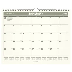 2025 Calendars|AT-A-GLANCE 2025 Recycled 15" x 12" Monthly Wall Calendar, Green/Black (PMG77-28-25)