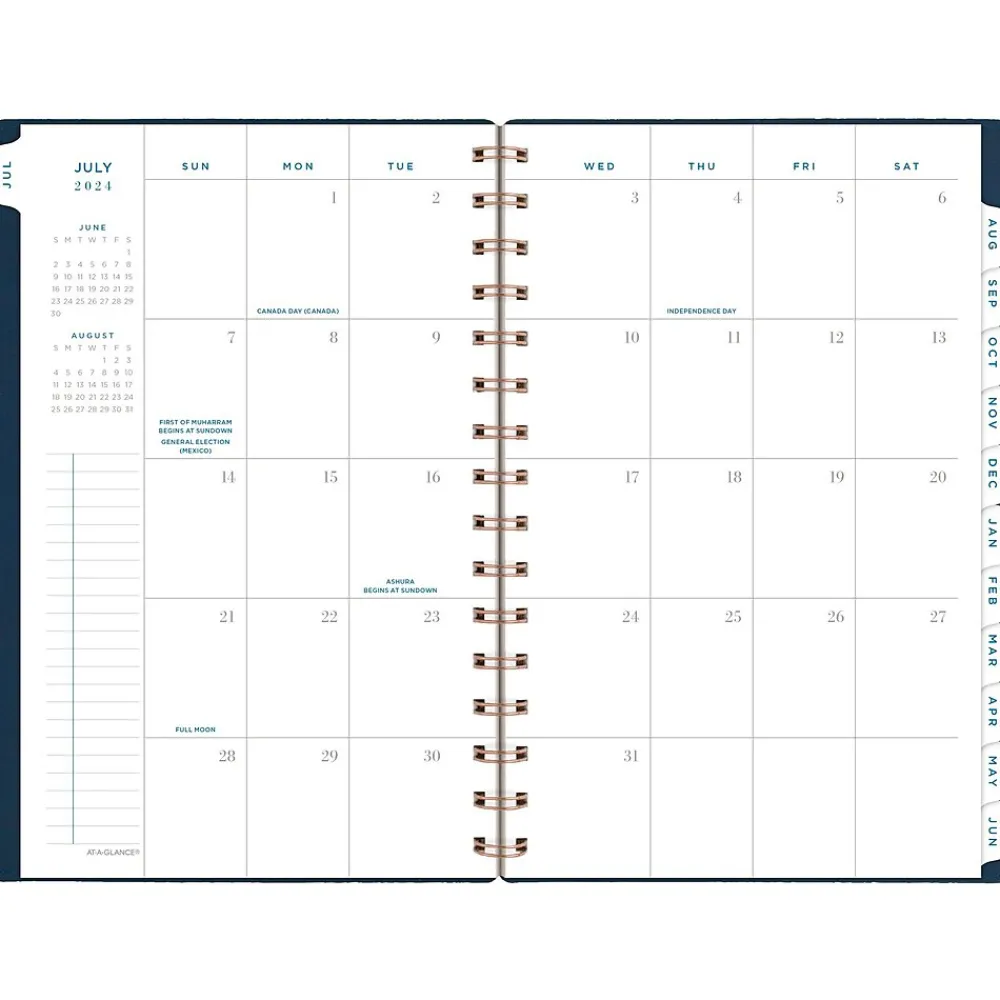 Academic Planners|AT-A-GLANCE 2024-2025 Signature Collection 5.5" x 8.5" Academic Weekly & Monthly Planner, Faux Leather Cover, Navy