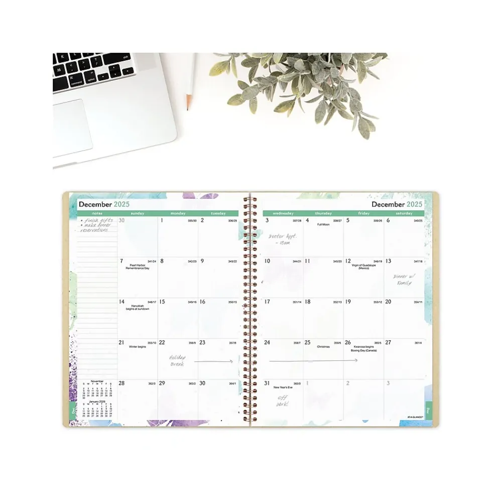 2025 Planners|AT-A-GLANCE 2025 Watercolors 8.5" x 11" Weekly & Monthly Planner, Paper Cover, Multicolor (791-905G-25)