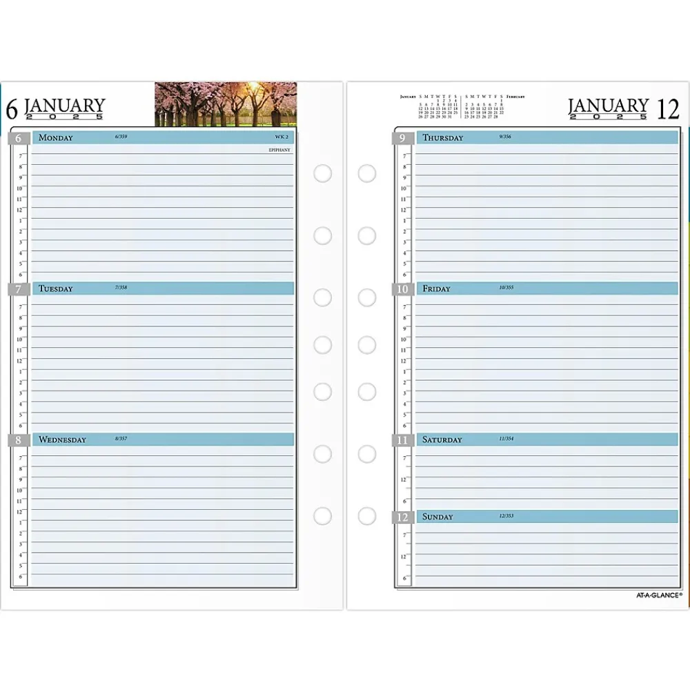 Calendars & Planners Refills|AT-A-GLANCE 2025 Zenscapes 8.5" x 5.5" Weekly & Monthly Planner Refill, Multicolor (281-285Y-25)