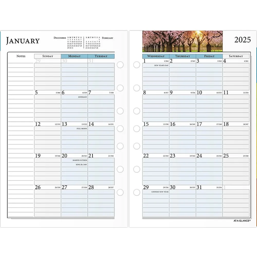 Calendars & Planners Refills|AT-A-GLANCE 2025 Zenscapes 8.5" x 5.5" Weekly & Monthly Planner Refill, Multicolor (281-285Y-25)