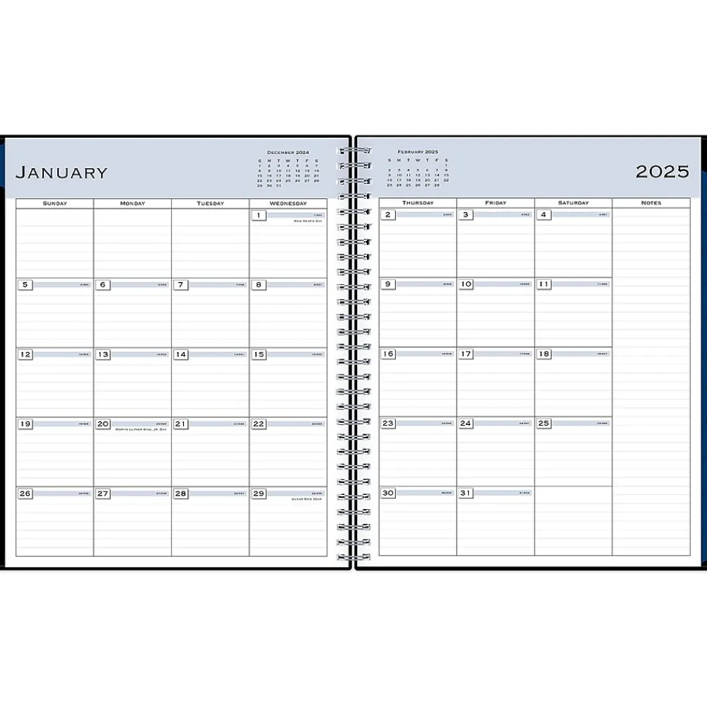 2025 Planners|Blue Sky 2025 8" x 10" Monthly Planner, Plastic Cover, Black (150853)