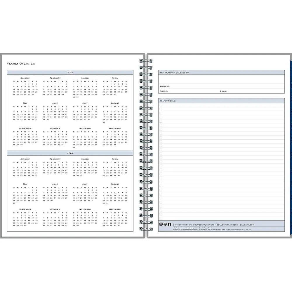 2025 Planners|Blue Sky 2025 7" x 9" Monthly Planner, Plastic Cover, Gray (150854)