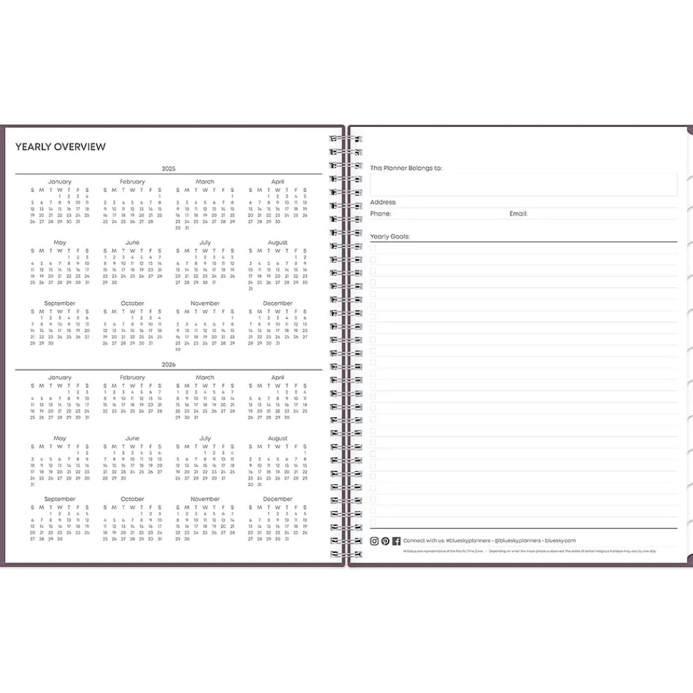 2025 Planners|Blue Sky 2025 8.5" x 11" Weekly & Monthly Planner, Plastic Cover, Purple (150539)