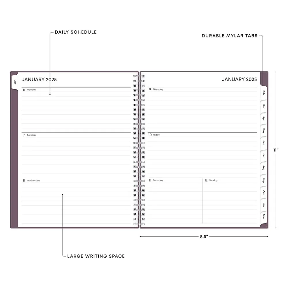 2025 Planners|Blue Sky 2025 8.5" x 11" Weekly & Monthly Planner, Plastic Cover, Purple (150539)