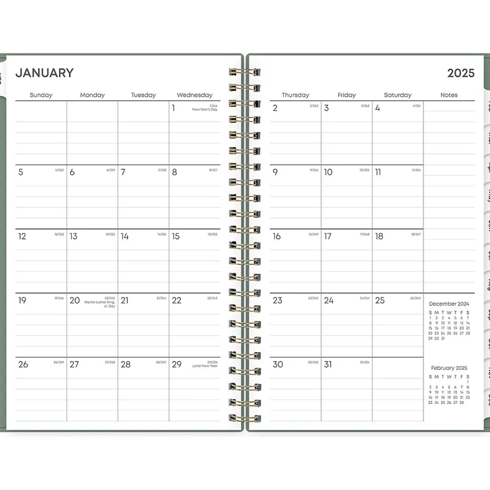 2025 Planners|Blue Sky 2025 5" x 8" Weekly & Monthly Planner, Plastic Cover, Linden Green (148237)