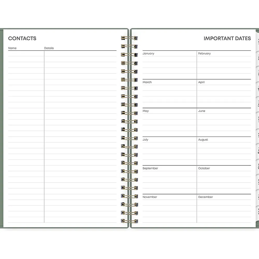 2025 Planners|Blue Sky 2025 5" x 8" Weekly & Monthly Planner, Plastic Cover, Linden Green (148237)