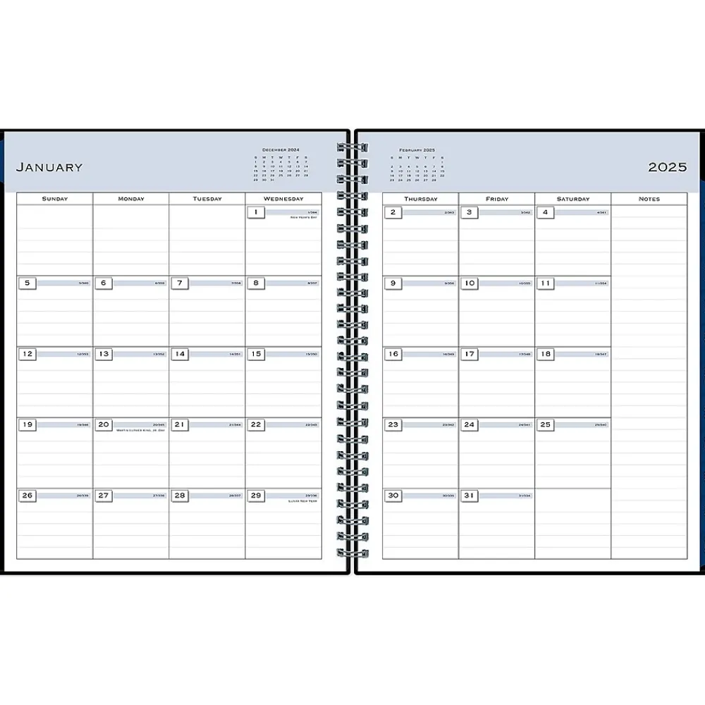 2025 Planners|Blue Sky 2025 7" x 9" Weekly & Monthly Planner, Plastic Cover, Black (148393)