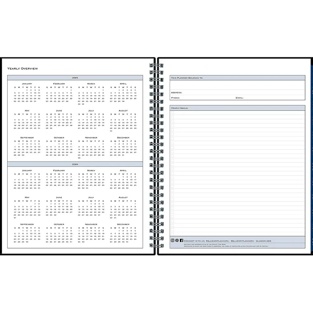 2025 Planners|Blue Sky 2025 7" x 9" Weekly & Monthly Planner, Plastic Cover, Black (148393)
