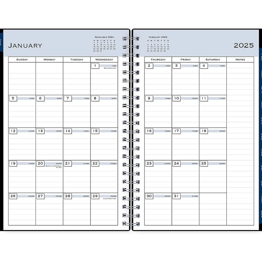 2025 Planners|Blue Sky 2025 5" x 8" Weekly & Monthly Appointment Book, Plastic Cover, Solid Black (150845)