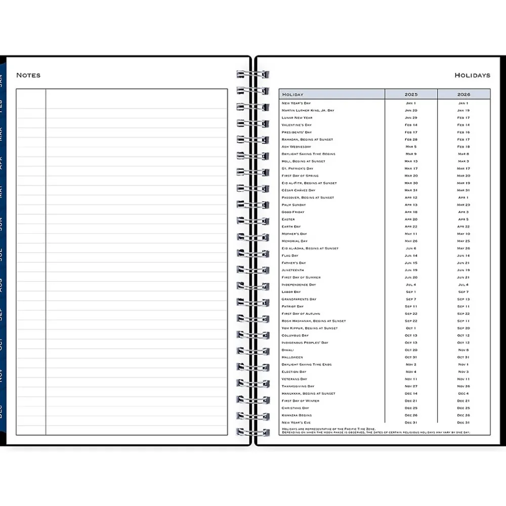 2025 Planners|Blue Sky 2025 5" x 8" Weekly & Monthly Appointment Book, Plastic Cover, Solid Black (150845)