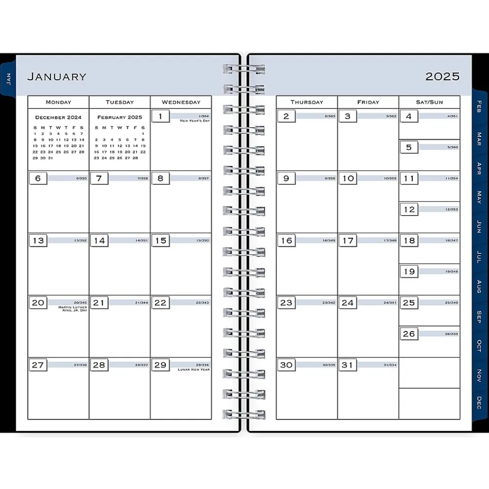 2025 Planners|Blue Sky 2025 3.63" x 6.13" Weekly & Monthly Planner, Plastic Cover, Black (148363)