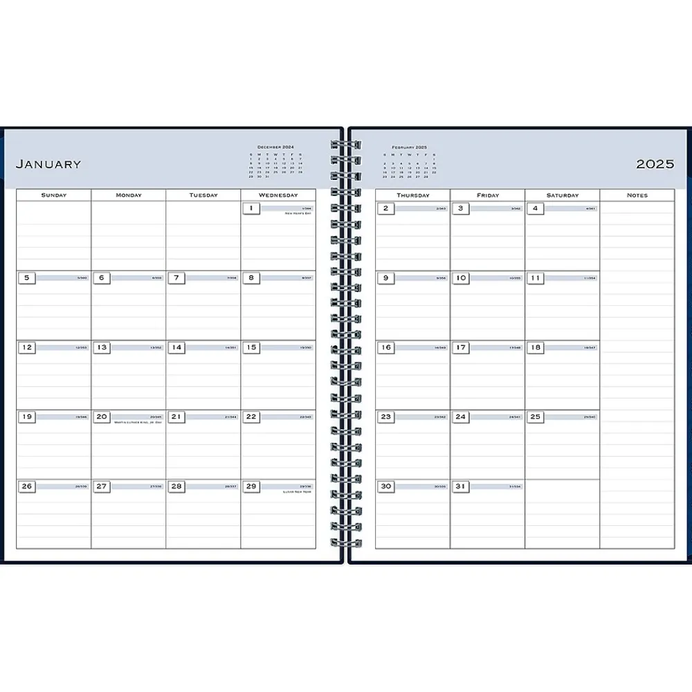 2025 Planners|Blue Sky 2025 7" x 9" Weekly & Monthly Appointment Book, Plastic Cover, Navy (150847)