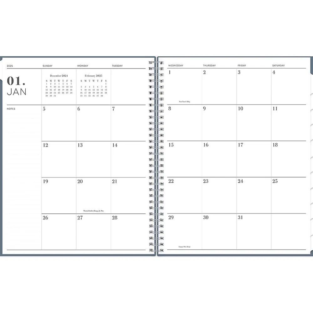 2025 Planners|Blue Sky 2025 8.5" x 11" Weekly & Monthly Planner, Plastic Cover, Steel Blue (148317)