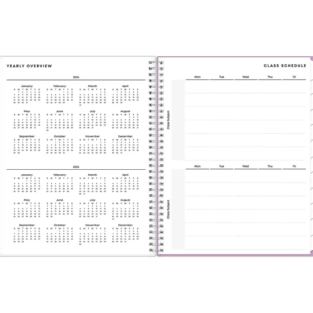 Academic Planners|Blue Sky 2024-2025 Amethyst 8.5" x 11" Academic Weekly & Monthly Student Planner, Plastic Cover, Ombre Purple (145014)
