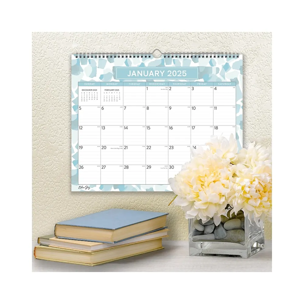 2025 Calendars|Blue Sky 2025 Amitza Blue 15" x 12" Monthly Wall Calendar, Blue/White (148772-25)