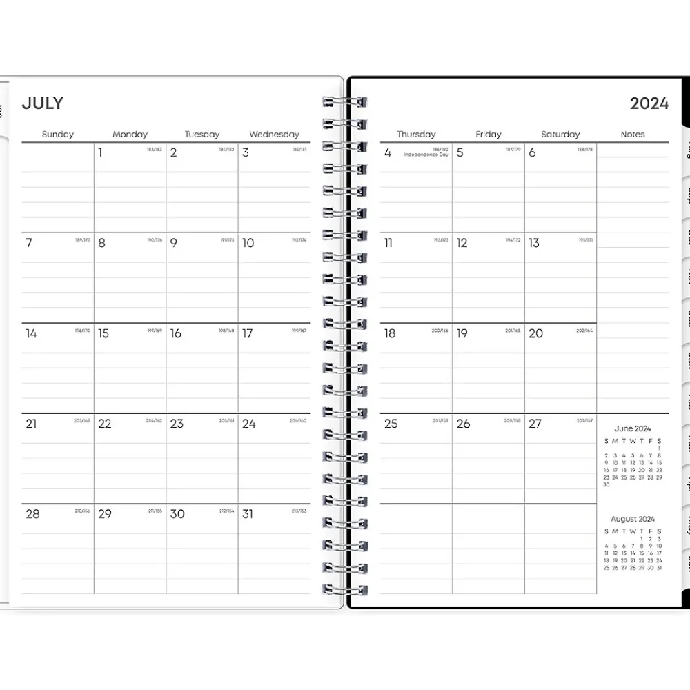 Academic Planners|Blue Sky 2024-2025 Analeis 5" x 8" Academic Weekly & Monthly Planner, Plastic Cover, White/Black (130608-A25)