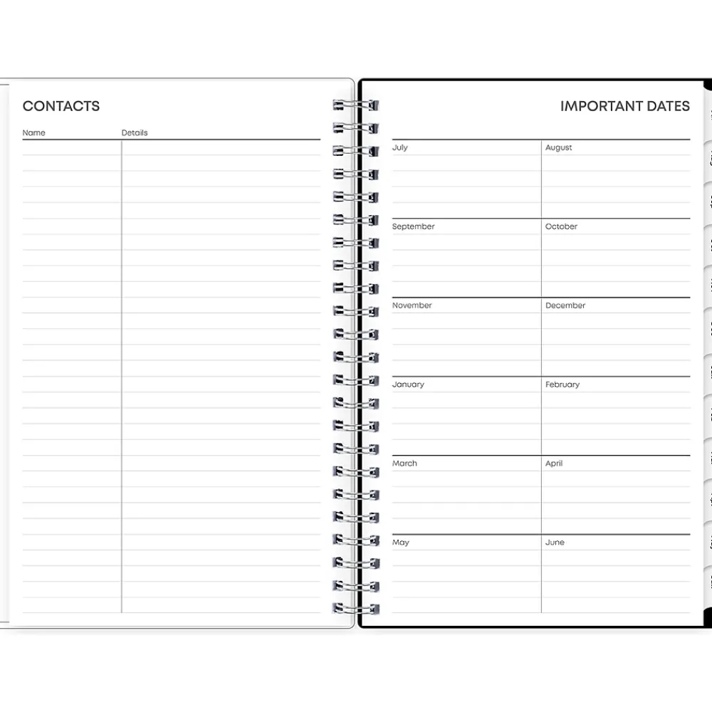 Academic Planners|Blue Sky 2024-2025 Analeis 5" x 8" Academic Weekly & Monthly Planner, Plastic Cover, White/Black (130608-A25)
