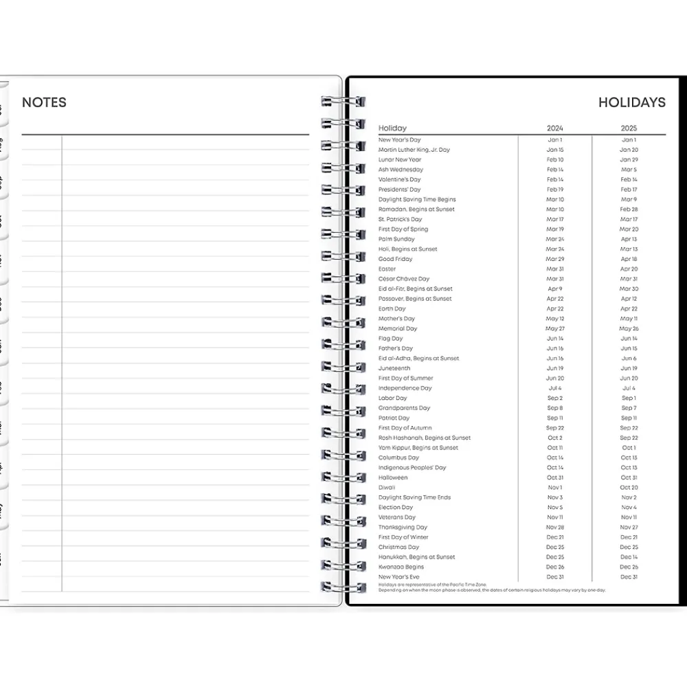 Academic Planners|Blue Sky 2024-2025 Analeis 5" x 8" Academic Weekly & Monthly Planner, Plastic Cover, White/Black (130608-A25)
