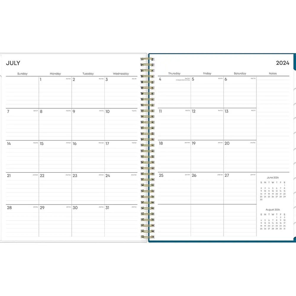 Academic Planners|Blue Sky 2024-2025 Bakah Blue 8.5" x 11" Academic Weekly & Monthly Planner, Plastic Cover, Blue/White (131951-A25)