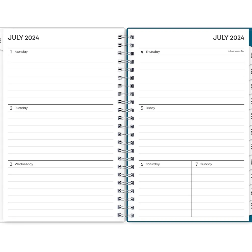 Academic Planners|Blue Sky 2024-2025 Bakah Blue 5" x 8" Academic Weekly & Monthly Planner, Plastic Cover, Blue/White (131969-A25)